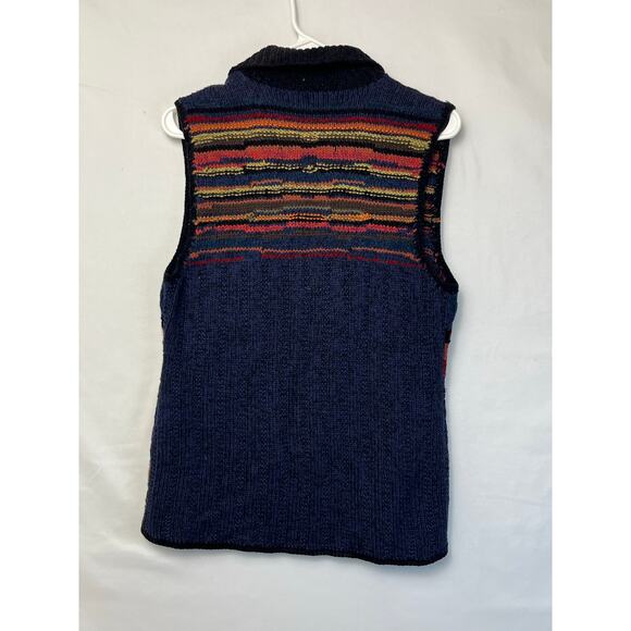 Harold's Women's Size Med Blue/Rust Southwest Print Sleeveless Zip Front Vest - Picture 6 of 7